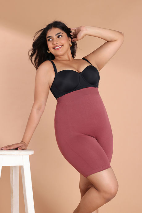 Buy Zivame All Day Seamless Highwaist Thigh Shaper - Wild Ginger